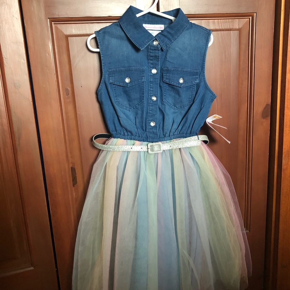 Girls denim and tulle dress.